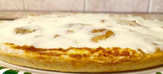 Pastel de manzana y plátano sobre masa de galleta (Pizzero Tristar PZ-2881)