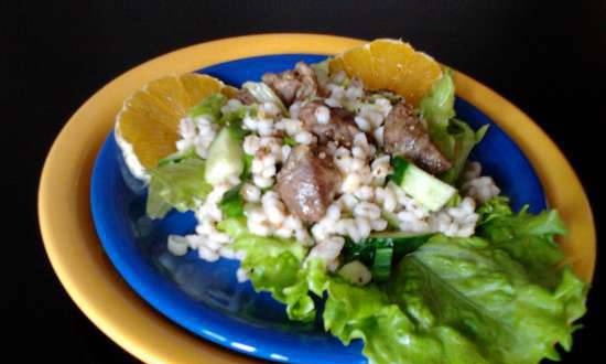 Salad with meat and barley