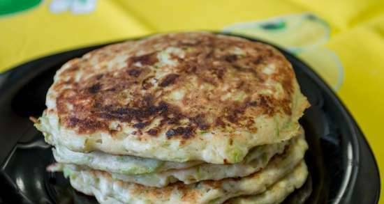 Zucchini pancakes with cottage cheese and oat flour