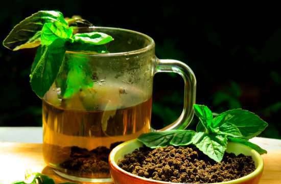 Fermented tea and fiber from aromatic herbs