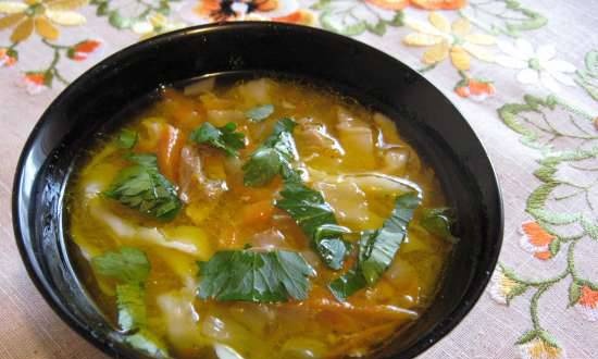 Zama, Moldovan chicken soup with homemade noodles (gas hob, ceramic casserole)