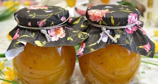 Apricot jam with caraway seeds as a flavoring addition to cheese