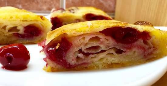 Cherry strudel (roll out the dough by hand)