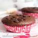 Light chocolate muffins with curd filling