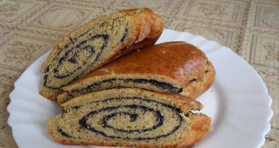 Curd roll with whole flour poppy seeds