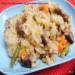 Risotto with chicken hearts and vegetables