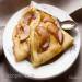 Pancakes with custard and caramelized pear