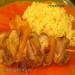 Spiedini di pollo in salsa di mandarino con riso