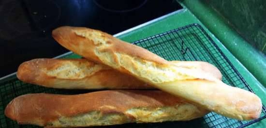 American baguettes without mixing (2.5 hours)