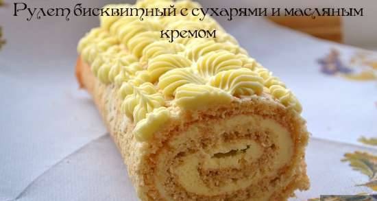 Sponge roll with breadcrumbs and butter cream