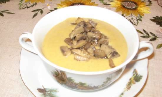 Soup-puree of champignons and white beans in chicken broth (Kromax Endever Skyline BS-93 soup blender, gas hob)