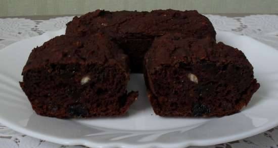 Diet Chickpea Flour Brownie with Prunes and Nuts