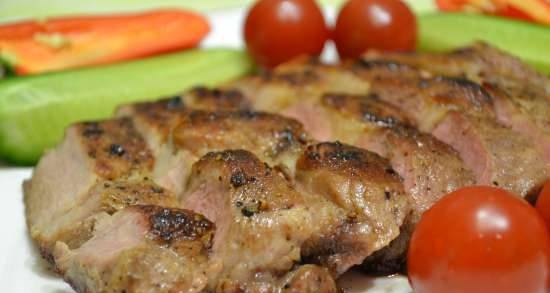 Pork neck steak (in a pan)