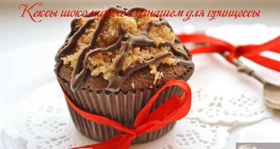 Chocolate muffins with ganache for the princess