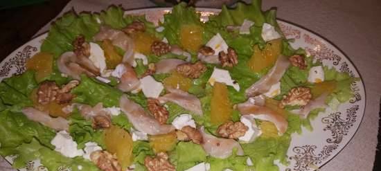 Cheese salad with salmon
