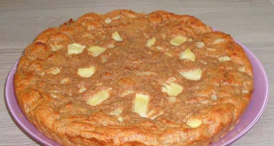 Cottage cheese pie with bran and canned pineapple