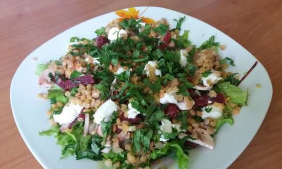Free wind salad with lentils, beets and mint