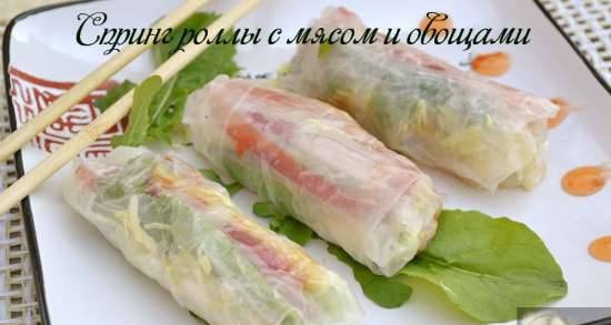 Spring rolls with meat and vegetables