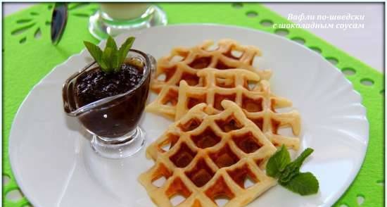 Swedish waffles with chocolate sauce (Princess waffle maker)