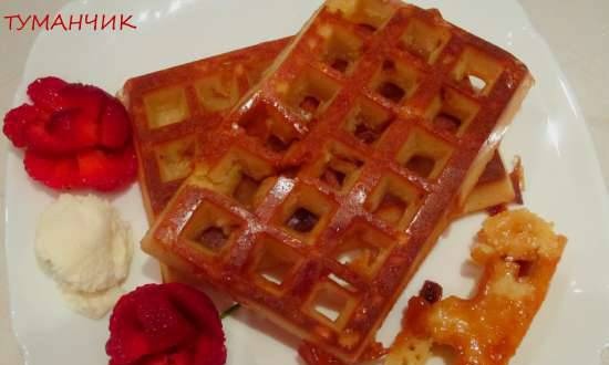 Caramel waffles with toffee or sweets Korovka