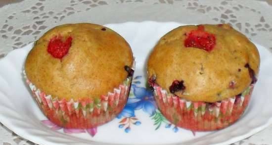 Muffins integrales con frutos rojos