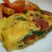 Omelet with smoked sausage and spinach