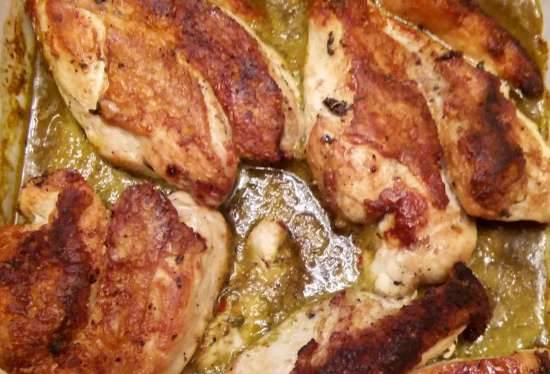 Chicken with a golden crust in a spicy "Jack" sauce (according to the recipe of Jamie Oliver)
