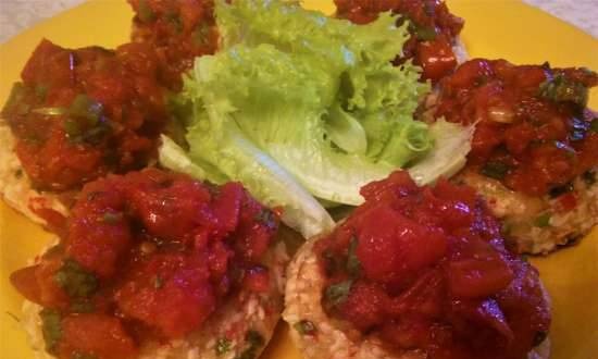 Potato-crab cutlets with salsa sauce inspired by Jamie Oliver's recipe