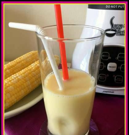 Corn milk in a soup blender