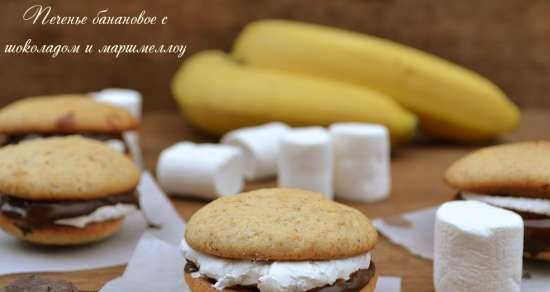 Banana cookies with chocolate and marshmallows