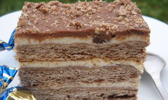 Chocolate shortbread cake with curd cream