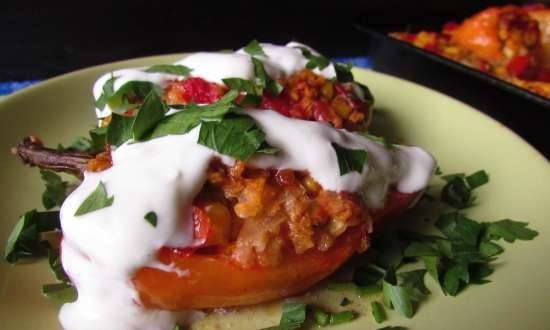 Peppers stuffed with corn and feta
