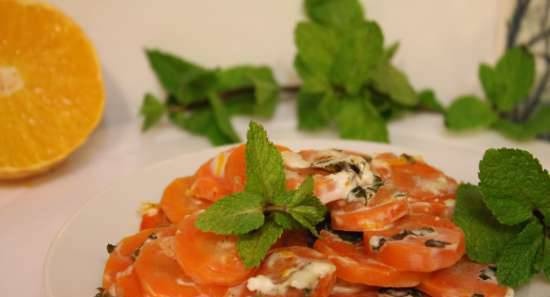 Carrots baked in mint-coconut sauce