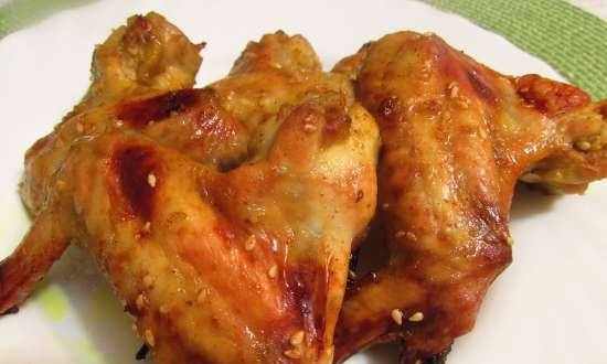 Chicken wings baked in spicy sesame marinade
