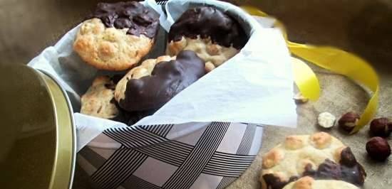 Chocolate covered hazelnut cookies