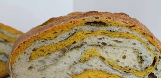Big wheat bread (with liquid yeast) with wild garlic pesto