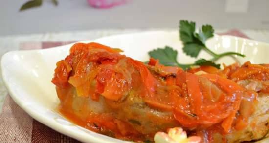 Oven baked nelma with vegetables
