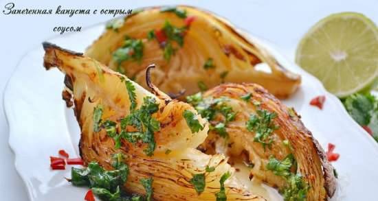 Baked cabbage with spicy sauce