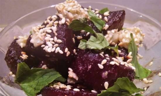 Beetroot snack inspired by Gordon Ramsay's recipe beetroot with balsamic vinegar and Roquefort