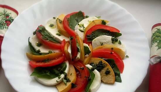 Caprese with baked quince in Russian