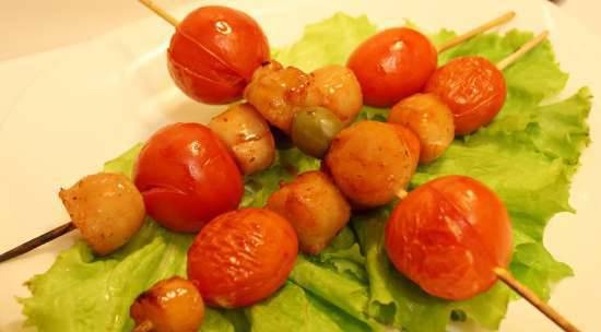 Scallop kebabs with cherry tomatoes