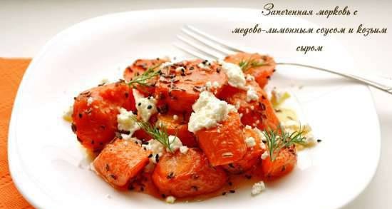 Baked carrots with honey-lemon sauce and goat cheese