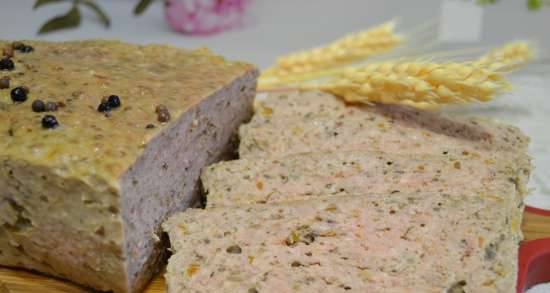 Oven baked meat bread with mushroom caviar