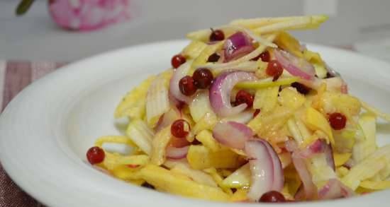 Turnip salad with red onion and apple (for vegetarians and vegans)