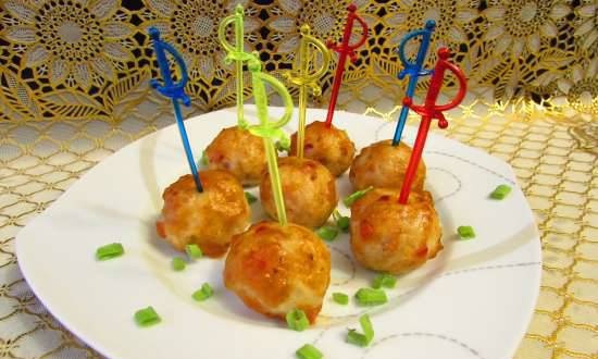 Mini chicken balls baked in sweet and sour sauce