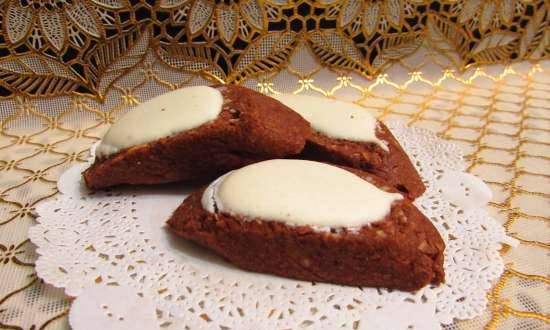 Chocolate walnut cookies with icing