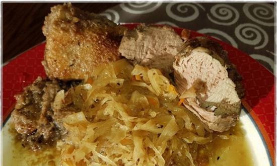 Duck breast with apples and sauerkraut