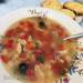 Turkey soup with cheese croutons