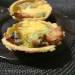 Rice tartlets (First tartlet) with chicken, tartar sauce and cheese