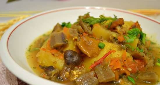 Lean potato stew with mushrooms and dried eggplant (reconstituted)
